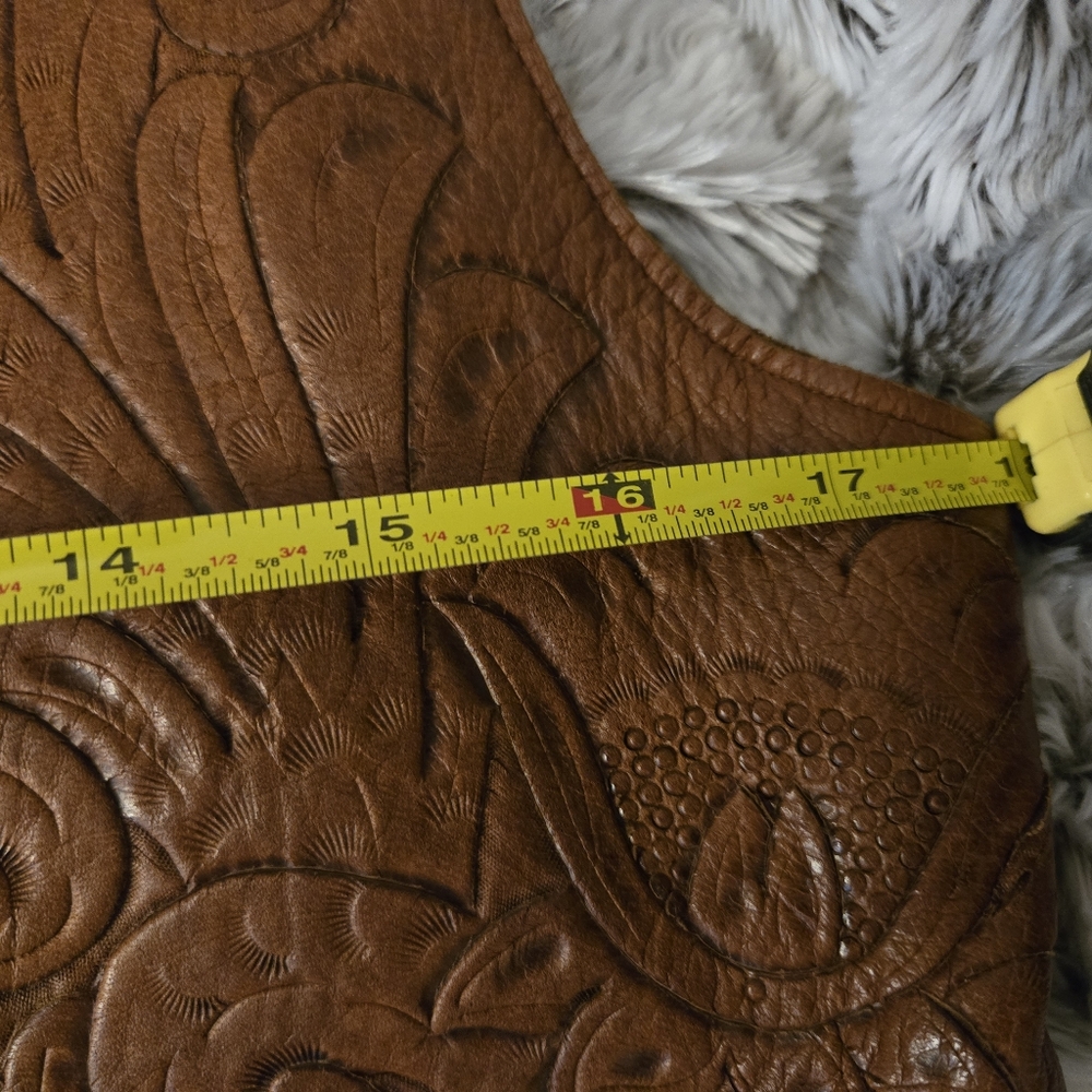 Ralph Lauren Country HAND TOOLED Vintage Congac Vest Ca. Late 80s/mid 90s RARE - Picture 13 of 16